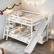 preview thumbnail 1 of 15, Full over Full Bunk Bed with Ladder, Slide and Shelves, White White