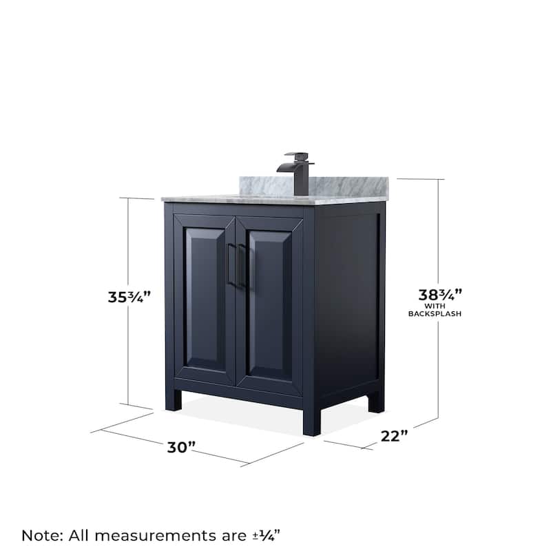 Wyndham Collection Daria 30" Free Standing Single Vanity Set with MDF