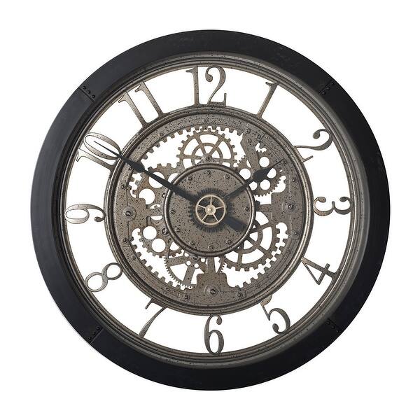 Shop Offex Home Pinnacle Gear 24 Wall Clock With Glass Face In Black Overstock 26232472