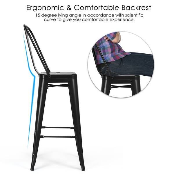 Shop Costway Set Of 4 High Back Metal Stool 30 Seat Bar Height