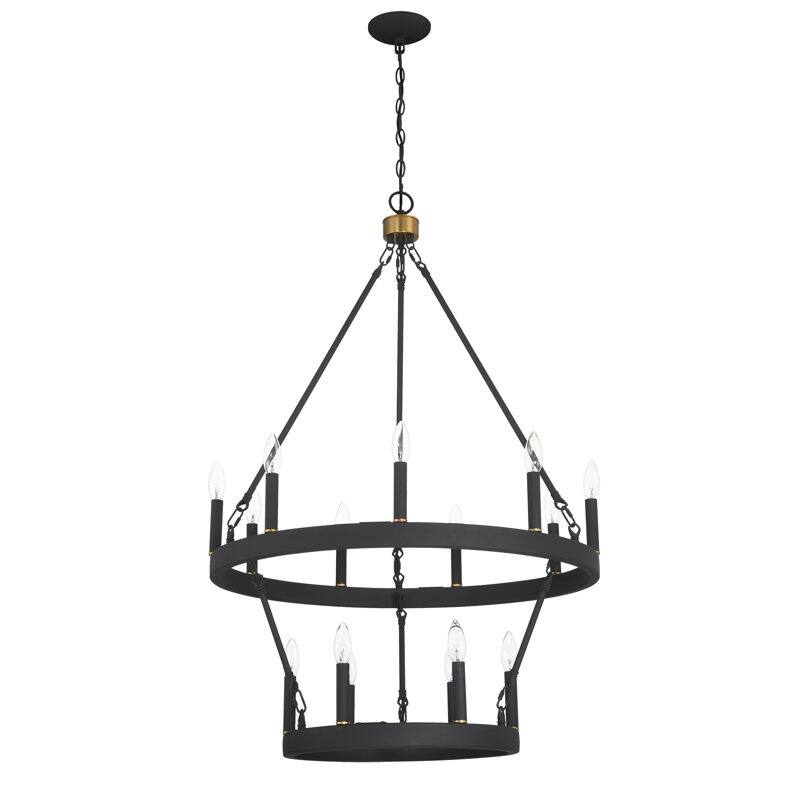 Acroma 15-light Farmhouse Black Tiered Chandelier for Dining Room - 27.5 inches