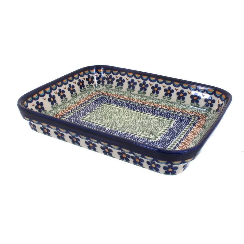 Blue Rose Polish Pottery 149 Vena Medium Rectangular Baker