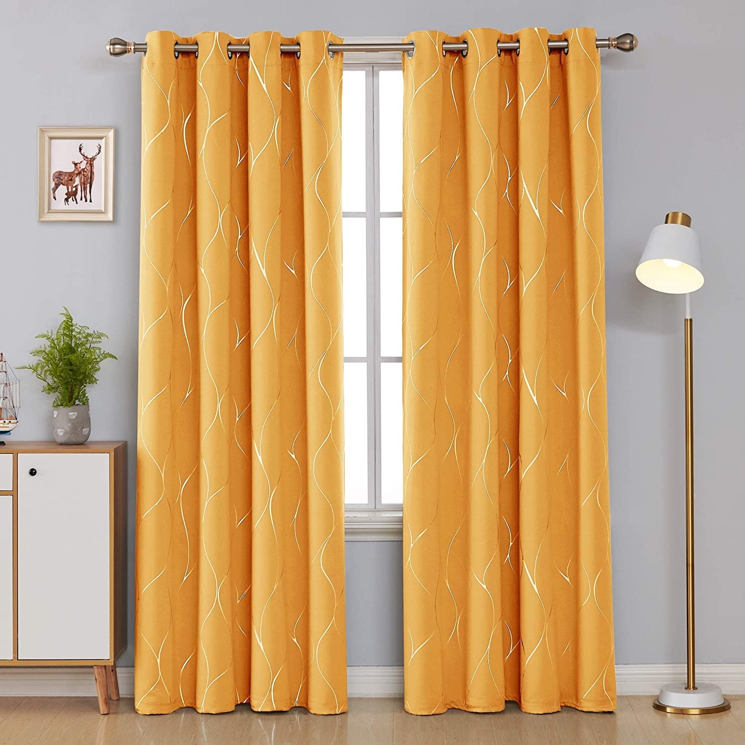 Deconovo Silver Line 52 Width Curtain Panel Pair (2 Panel)