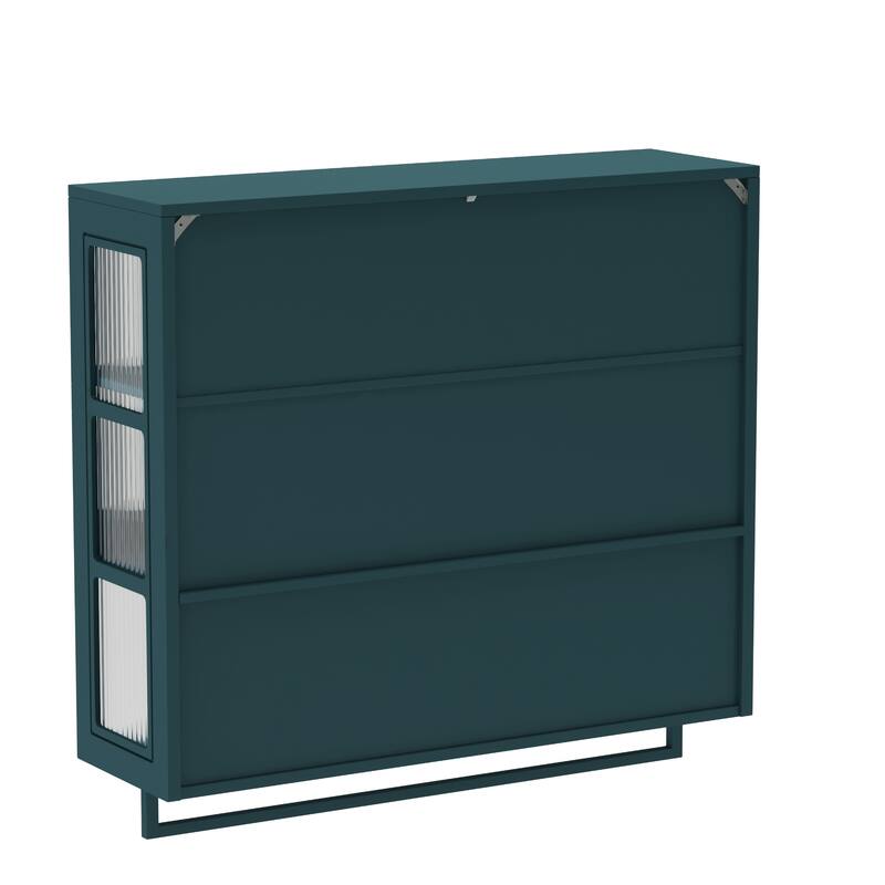 Modern 2 Door/3 Doors Wall Cabinet with 2-tier Enclosed Storage, 1 Open Shelf, and Towel Rack