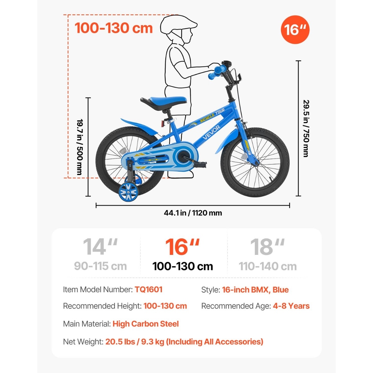 jun　48cm 20-Inch BMX Style Kids Bicycle for Boys and Girls with