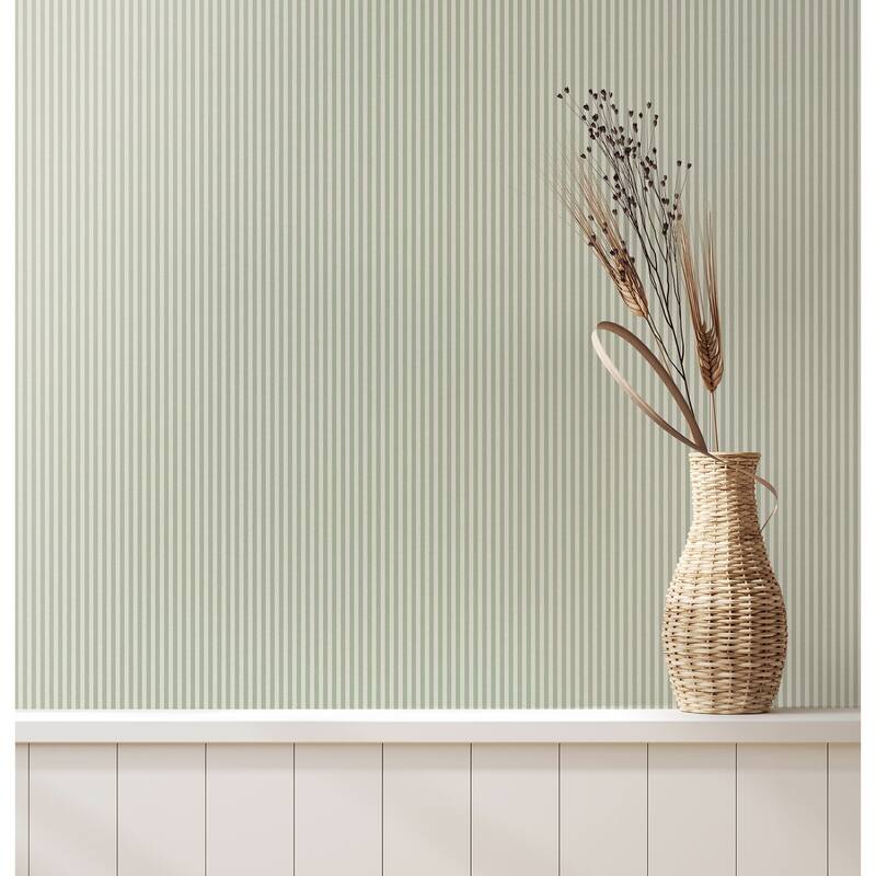 Ticking Light Green Stripe Wallpaper