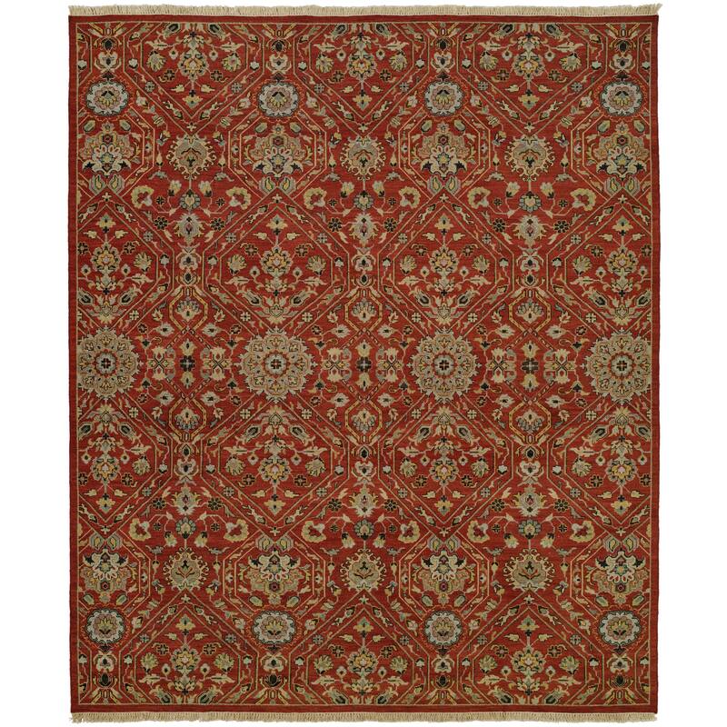 Transitional Red Flatweave Wool Area Rug - 6' x 9' - Red