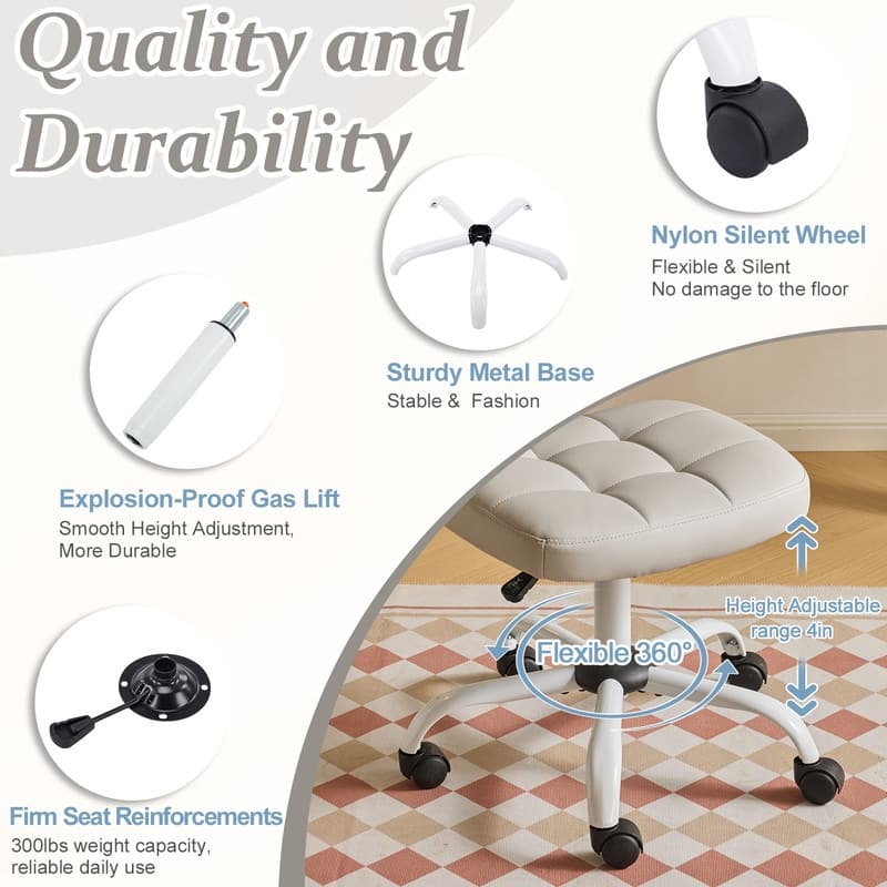 22.1 Inch Upholstered PU Lattice Swivel Office Chair