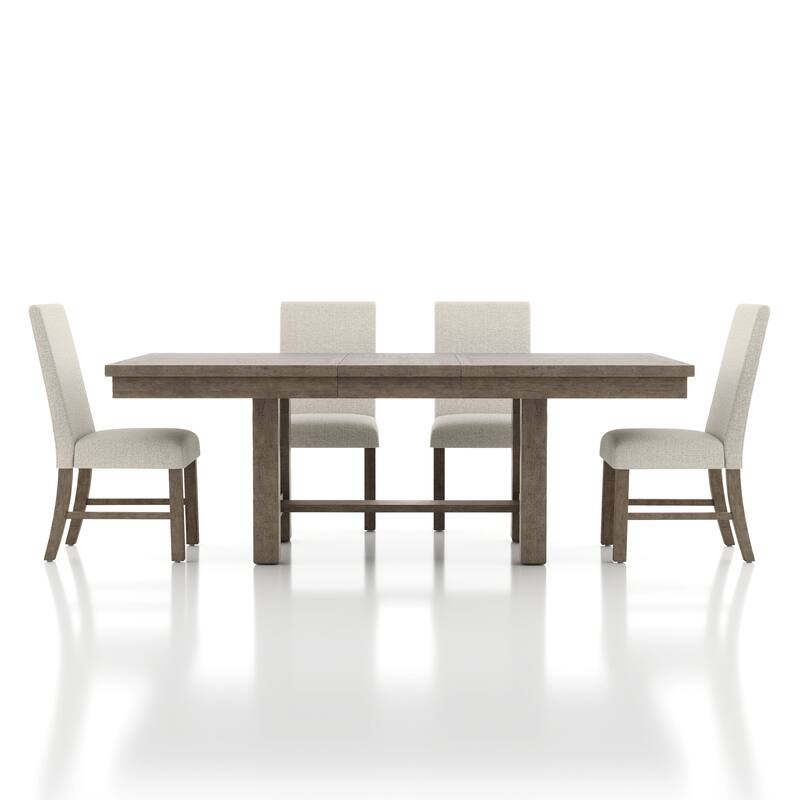 Furniture of America Jusk Rustic Grey Wood 5-Piece Dining Table Set