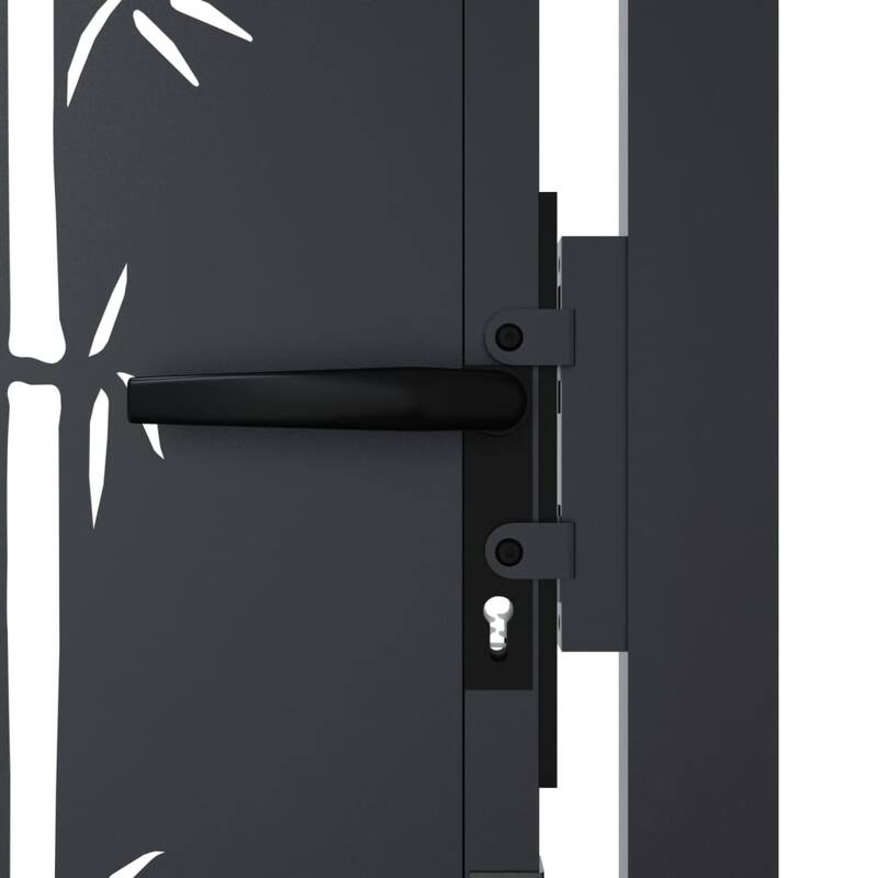 vidaXL Garden Gate Anthracite Steel Bamboo Design