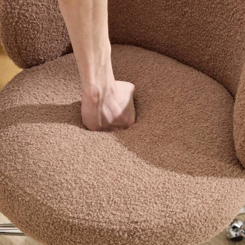 Teddy Swivel Chair Adjustable Rolling Office Desk Chair with Wheels and Support for Living Room - N/A