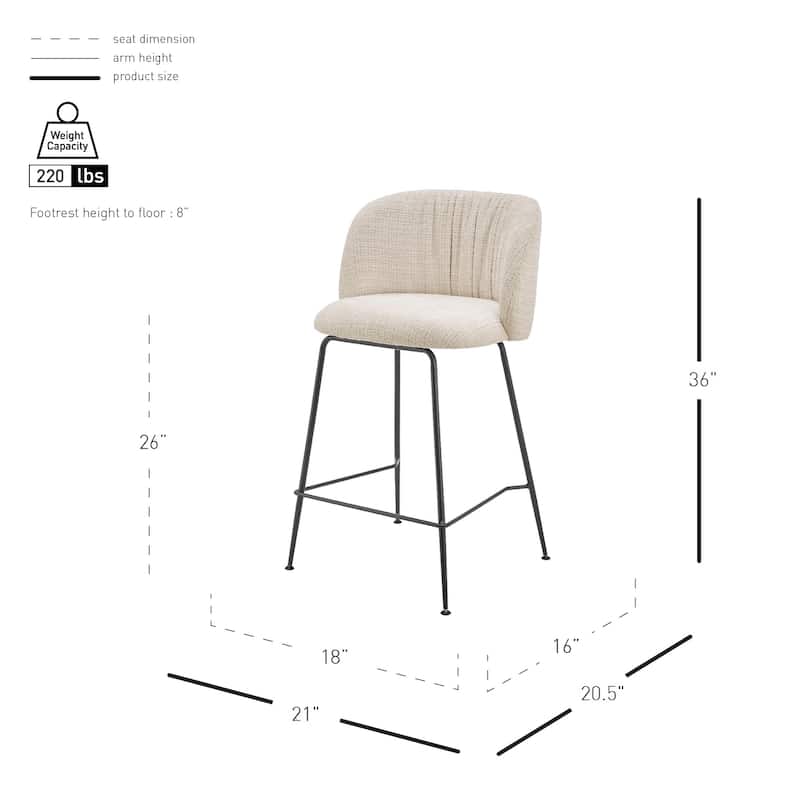 NPD Furniture Millie Fabric Counter Stool (Set of 2)