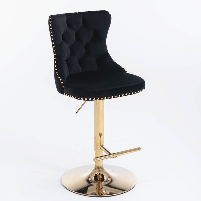 Golden Swivel Velvet Upholstered Bar Stools Set of 2