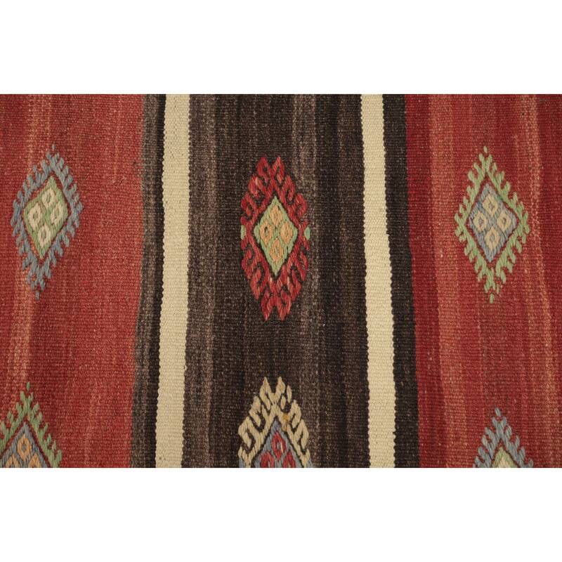 Hand Woven Oriental 100% Wool Carpet Southwestern Tribal Multi-Colored Kilim Area Rug - 10' 4'' X 5' 9''