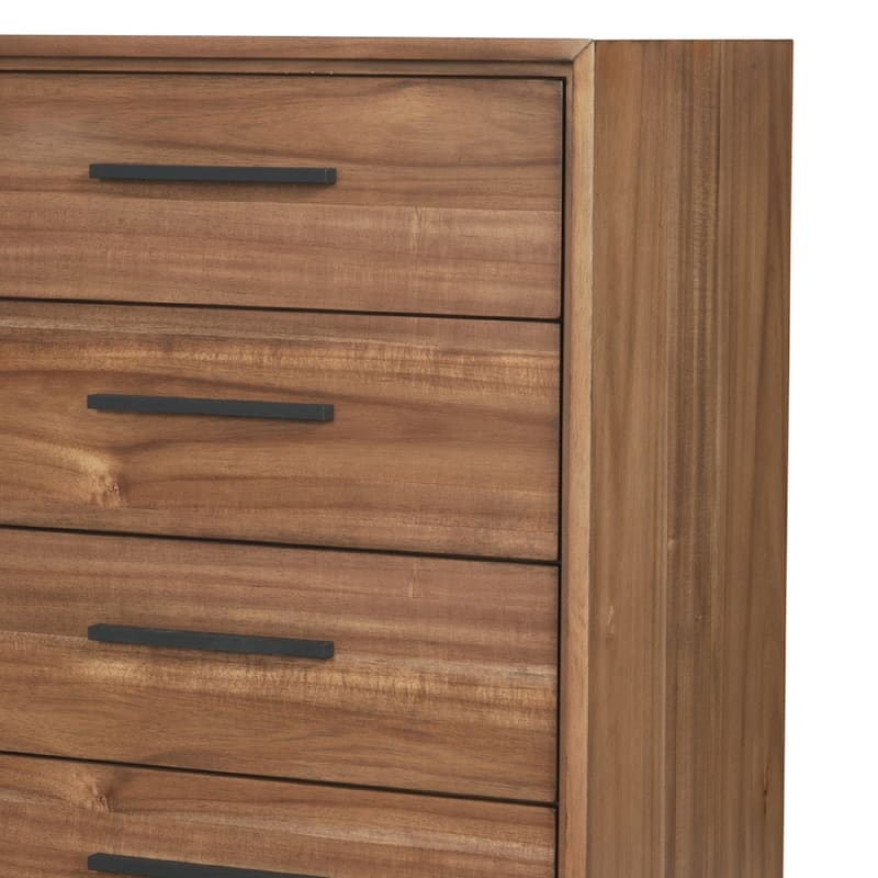 Chest with 5 Drawers and Wooden Frame, Brown