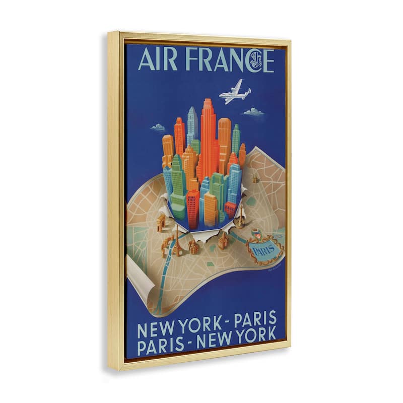 Stupell Air France Vintage Travel Framed Floater Canvas Wall Art Design By Marcus Jules
