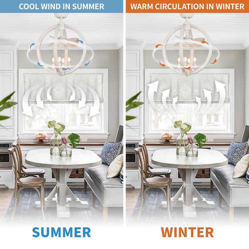 18" White Modern Bladeless LED Fandelier Ceiling Fan with Downrod and Remote