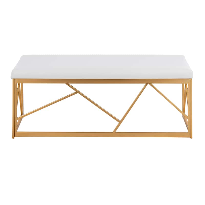 Silver Orchid Sala Glam Metal Upholstered Bench