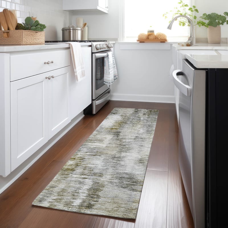 Machine Washable Indoor/ Outdoor Chantille Solid Abstract Rug