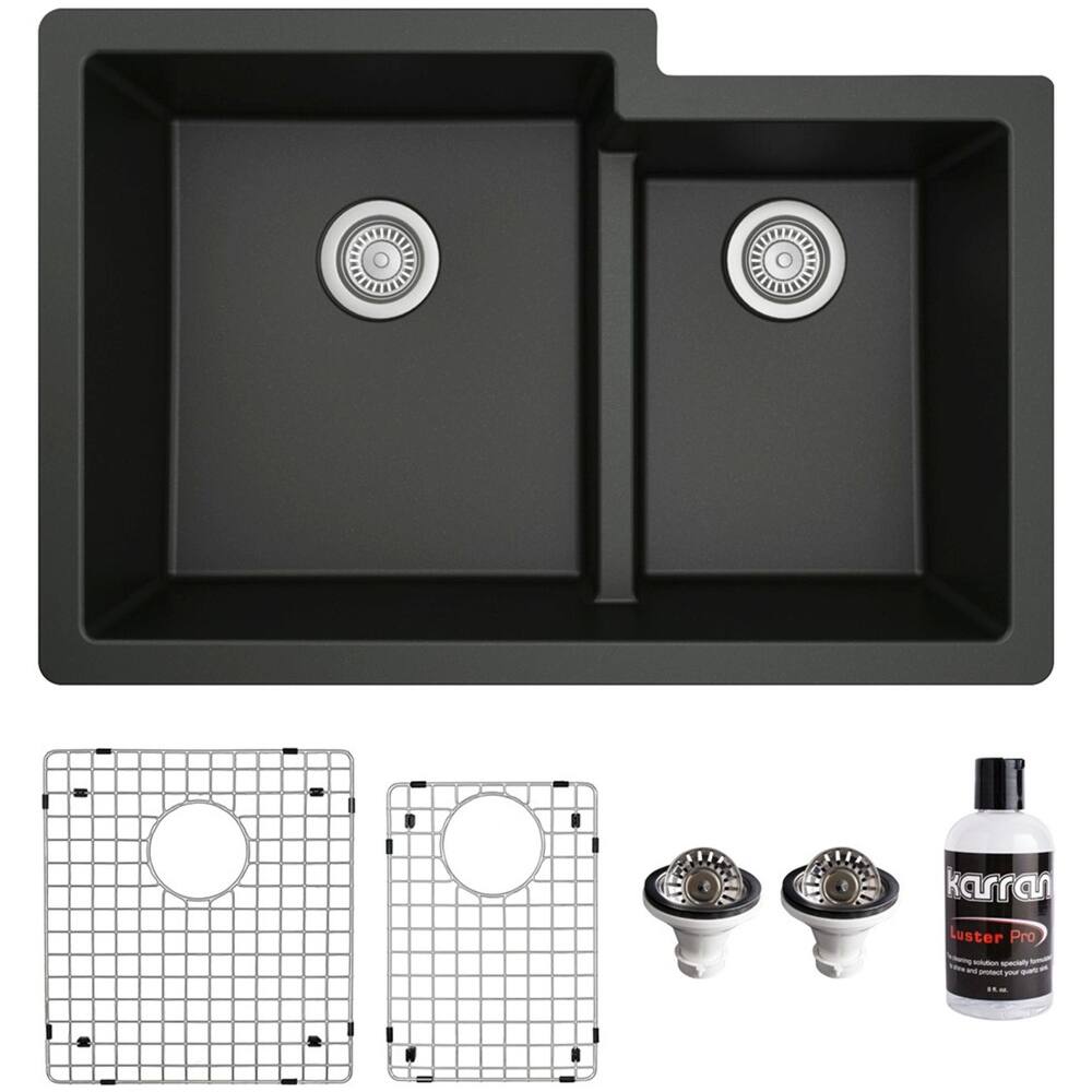Karran USA QU-811-PK1 Quartz QU 32" Undermount Double Basin Quartz