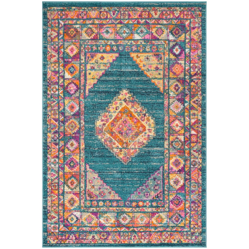 SAFAVIEH Madison Matxalen Vintage Boho Oriental Rug - 4' x 6' - Light Blue/Orange - Rectangle