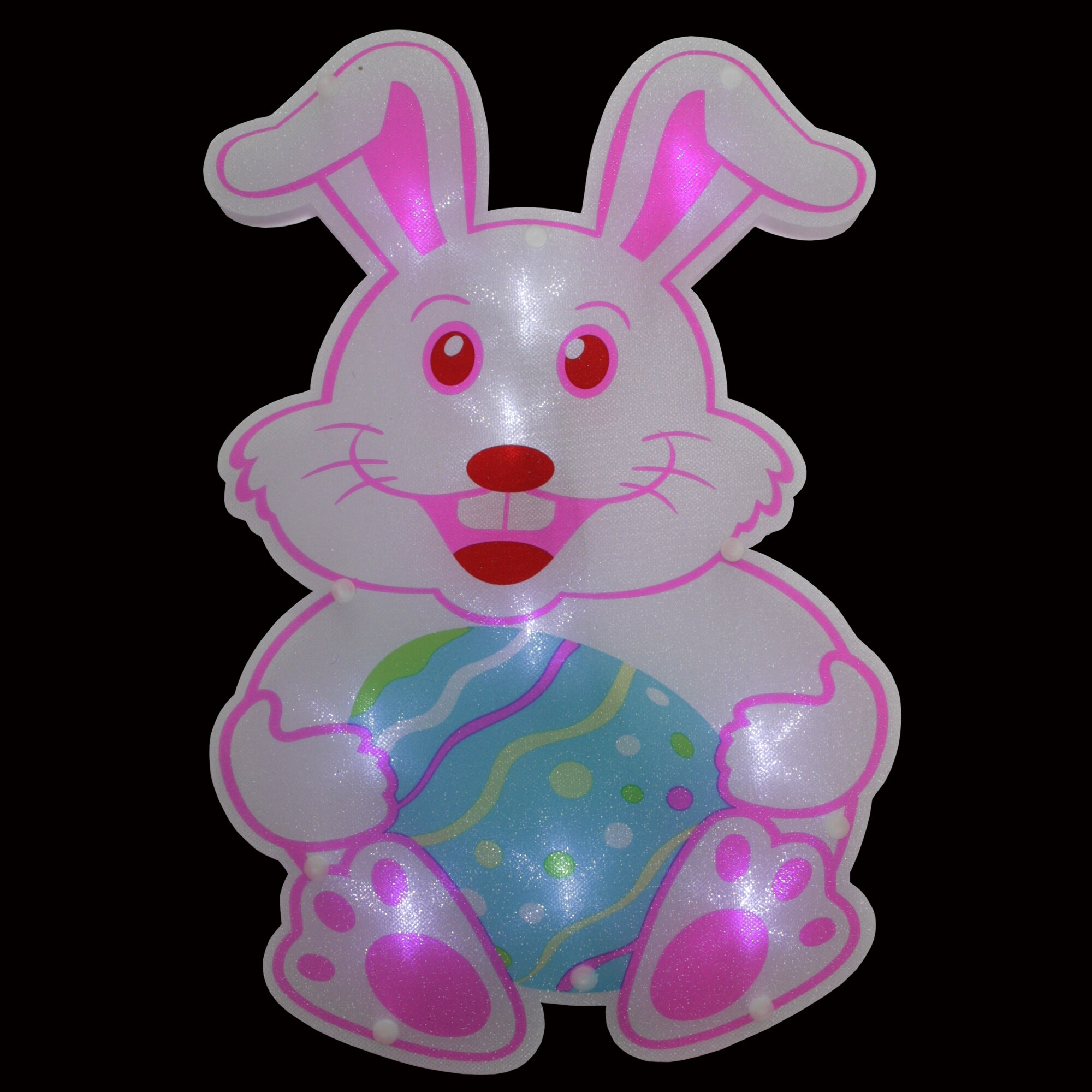 Patio Lawn Garden Pink 18 Led Lighted Easter Bunny Head Window