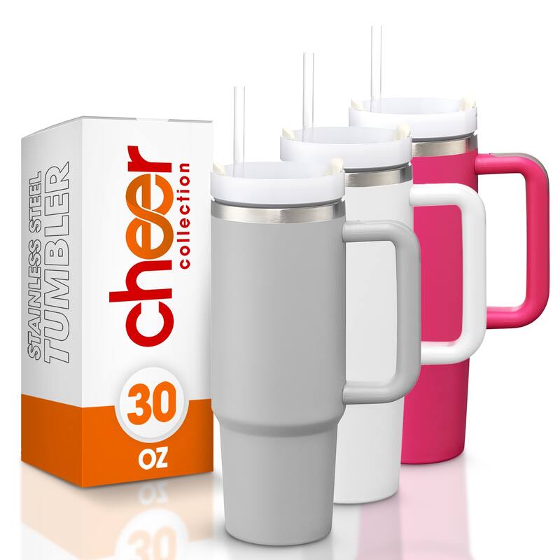 Cheer Collection Insulated Tumbler with Reusable Straw