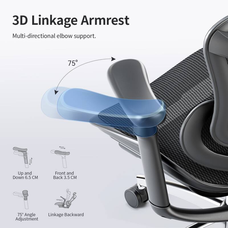 SIHOO Ergonomic Ofiice Chair Doro-C300, Auto-Adaptive Lumbar Support, and 3D Linkage Armrests, Black - 78*70*125
