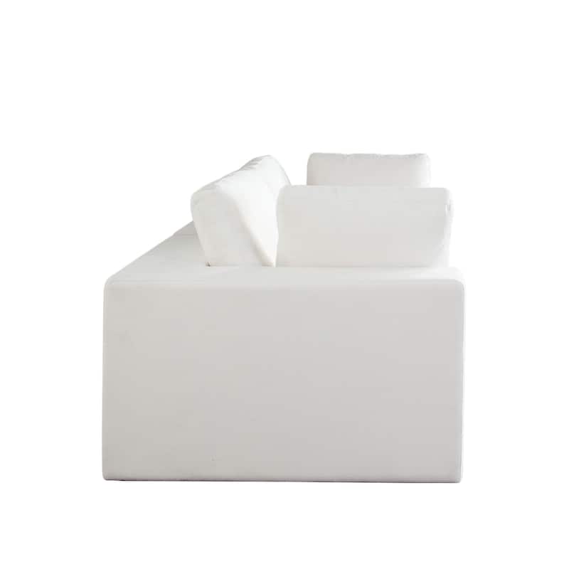 Lipi 2pc Modular Sofa Set, Mist White, 82 Inch Solid Wood Frame