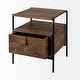 preview thumbnail 4 of 10, Glenn I Square Dark Brown Wood and Iron Black Frame Side Table