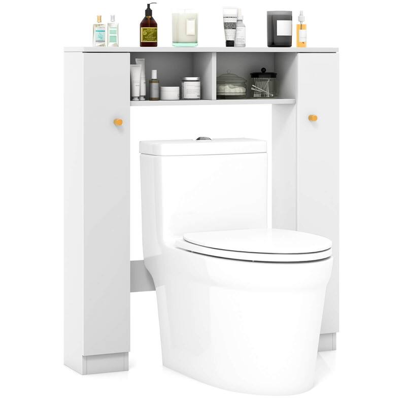 Over Toilet Storage Cabinet with Shelves and Double Door Cabinets