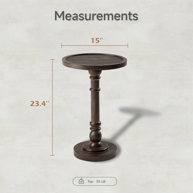 COZAYH Pedestal Small Drinking Table, Farmhouse Tray Top End Table, Distressed Finish, Traditional
