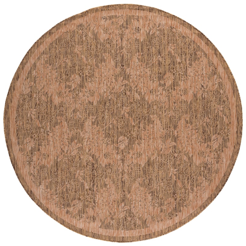 SAFAVIEH Courtyard Luule Indoor/ Outdoor Waterproof Patio Backyard Rug - 6'7" Round - Gold/Natural