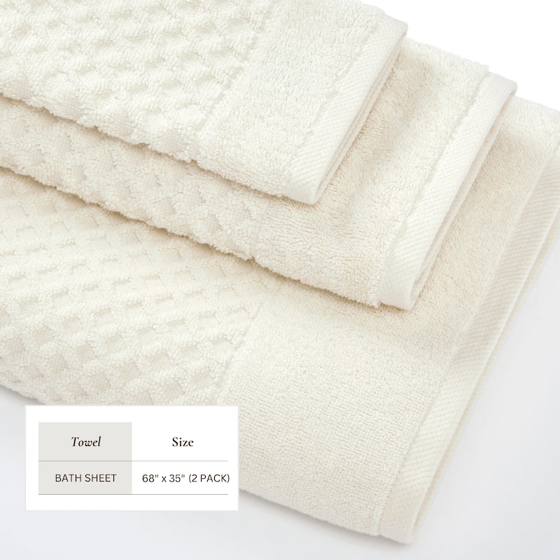 Linery & Co. Cotton Diamond Waffle Texture Bath Towels