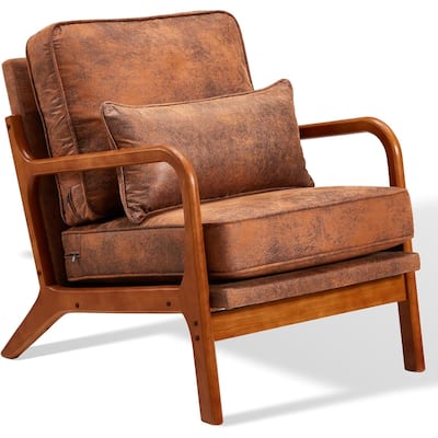 EROMMY Mid Century Modern Accent Chair, Upholstered Lounge Armchair with Solid Wood Frame and Cushion for Living Room