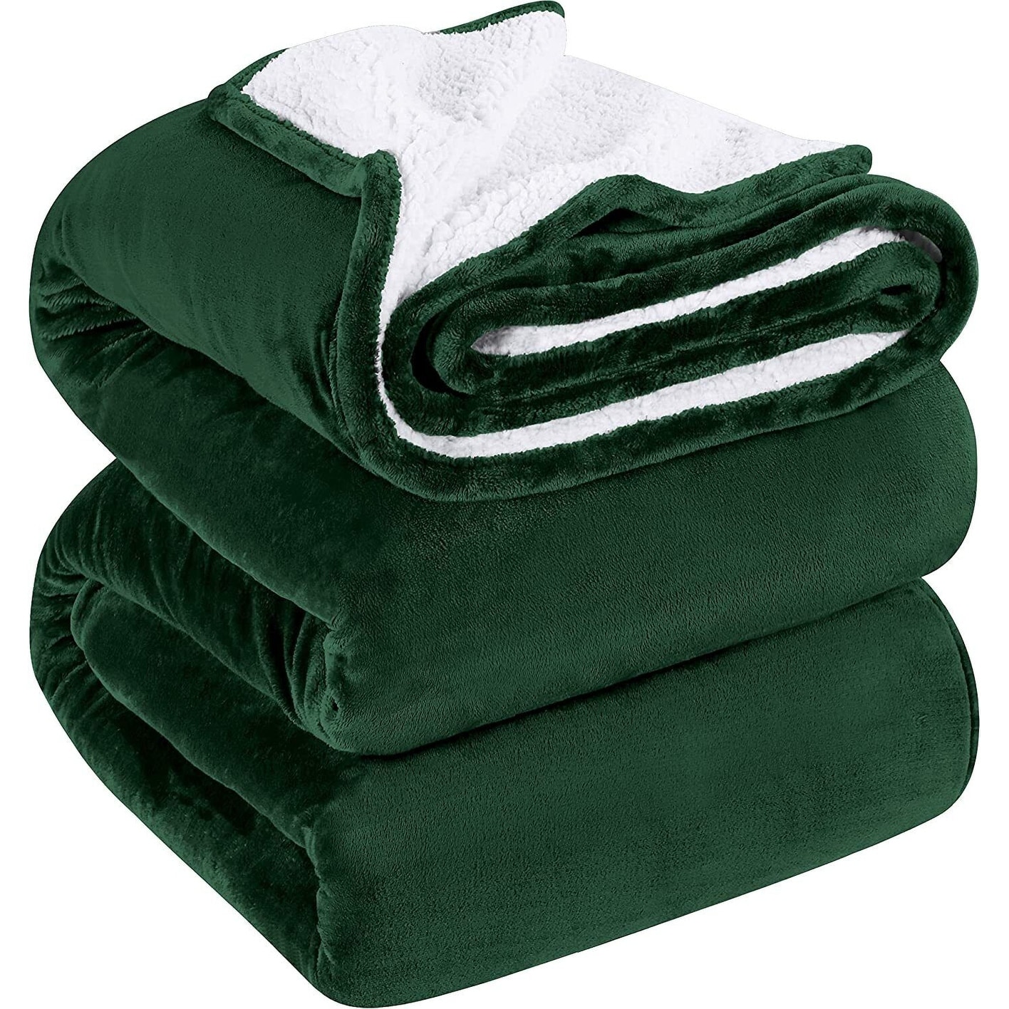 480GSM Sherpa Fleece Reversible Bed Blanket in Full Size Black