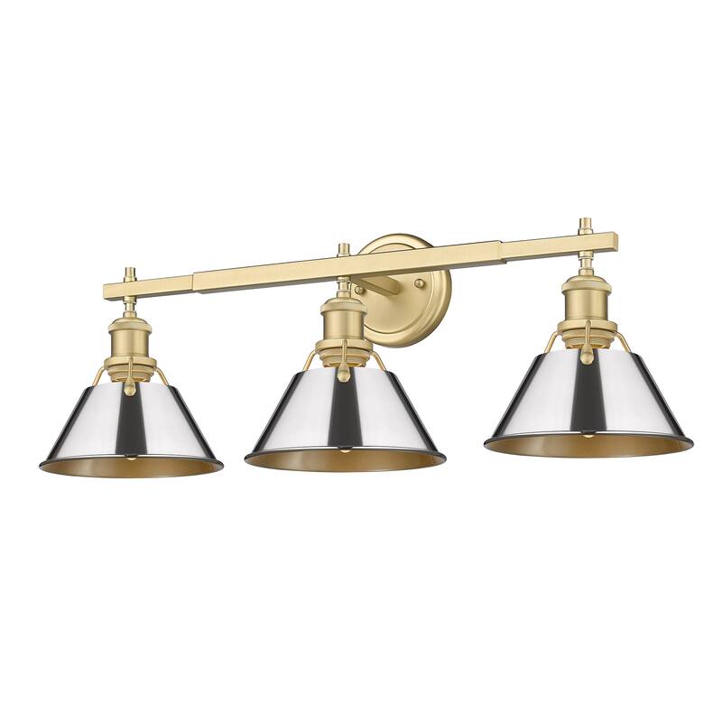 Orwell 3-Light Vanity Light in Brushed Champagne Bronze with Chrome - Gold