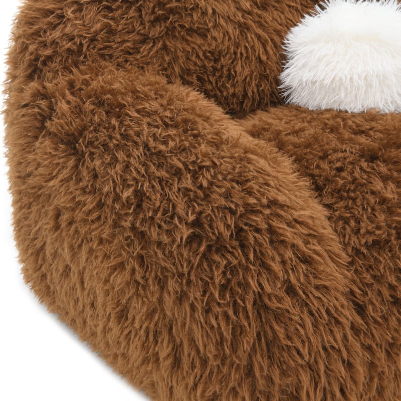 Furniture of America Cynra Modern 45-inch Faux Fur Swivel Arm Chair with Ball Pillow