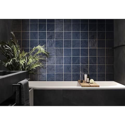 Apollo Tile Dark Blue 5-in. x 5-in. Polished Ceramic Subway Tile (10.76 Sq ft/case)