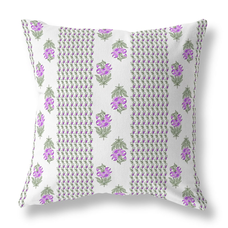Pink And Green Anemone Artistry Indoor/Outdoor Throw Pillow Zipper