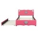 preview thumbnail 8 of 15, Full Size Upholstered Platform Bed with Trundle and Heart Shaped Decoration in Dark Pink