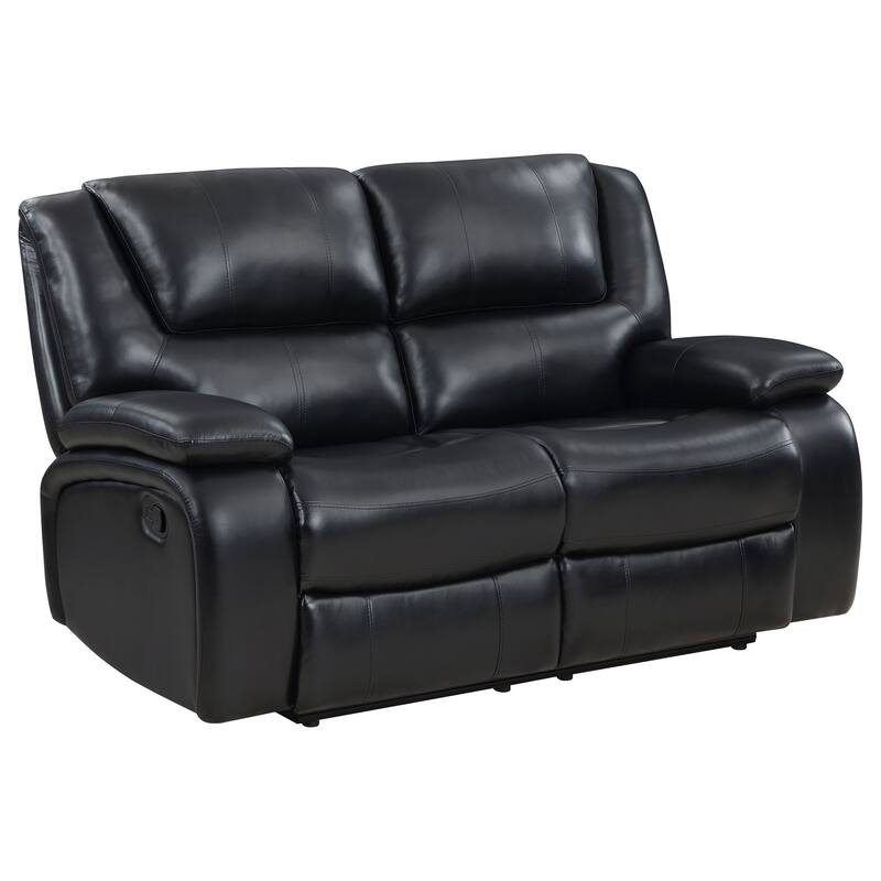 Camila Upholstered Motion Reclining Sofa Red And Black Faux Leather