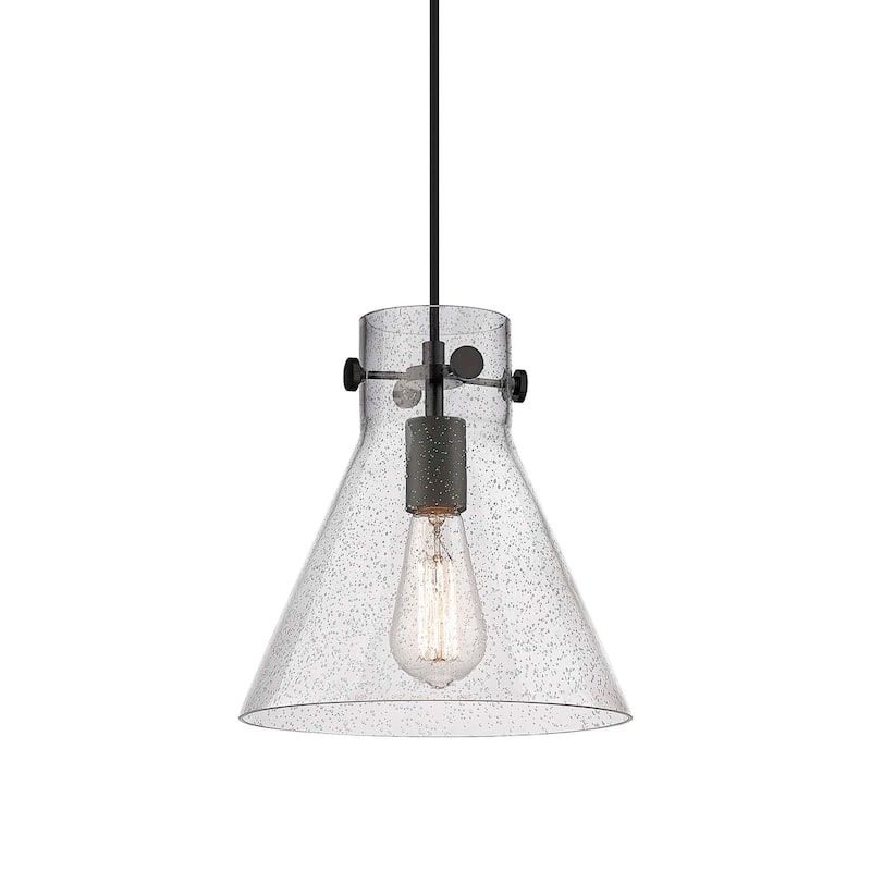 Innovations Lighting 410-1PM-11-10 Newton Cone Pendant Newton Cone 10" - Matte Black / Seedy