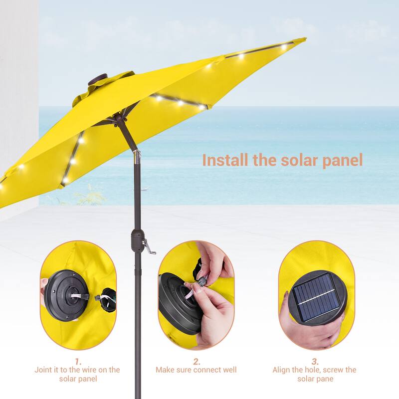 LIVOOSUN Patio 7.5 Feet Market Solar LED Light Umbrella