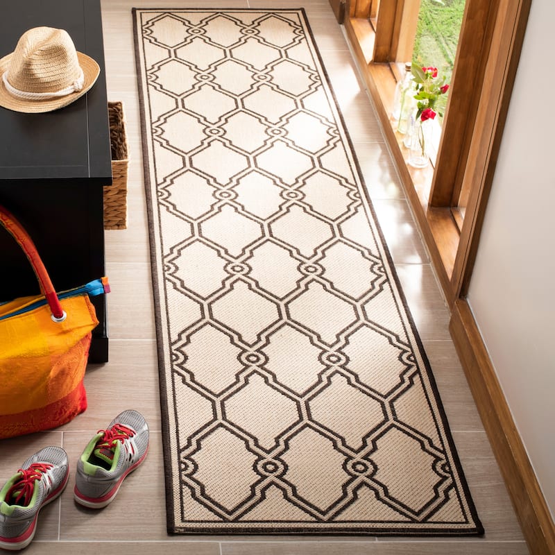SAFAVIEH Linden Jeri Indoor/ Outdoor Waterproof Patio Backyard Rug - 2'2" x 8' Runner - Natural/Brown