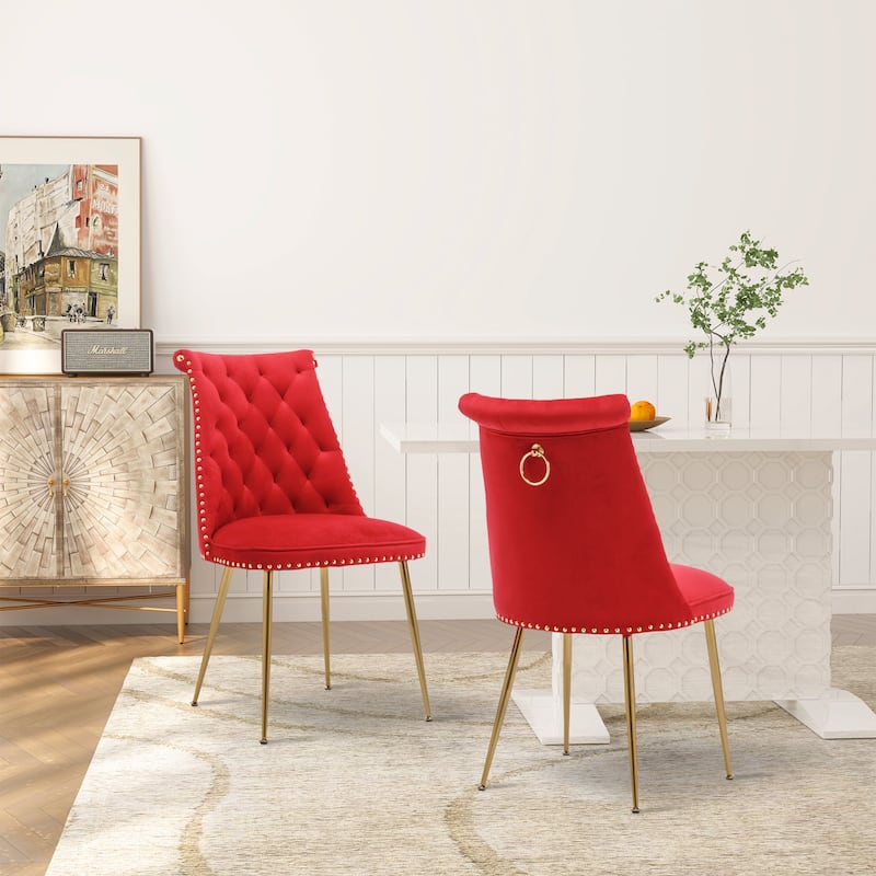 Clihome Modern Velvet Upholstered Featured Dining Chairs (Set of 2)