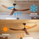 60" Walnut 3-Blades Wood Ceiling Fan with Remote Control - N/A