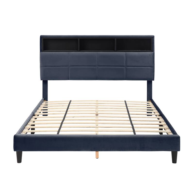 Rosdale Grey Upholstered Storage Bed w/ USBs by Furniture of America