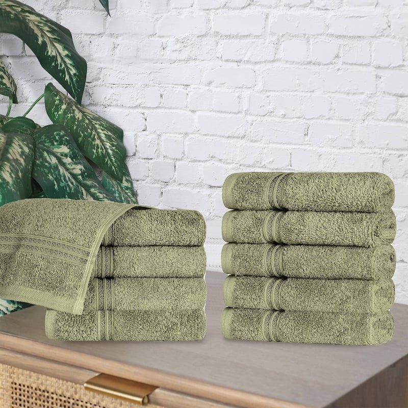Superior Heritage Egyptian Cotton Absorbent Face Towel Set of 10 - Forest Green