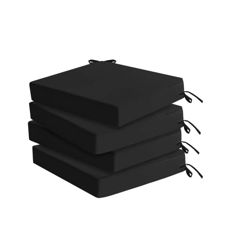 4-Pack Outdoor Chair Cushions – Waterproof, Black, 18.5"x16"